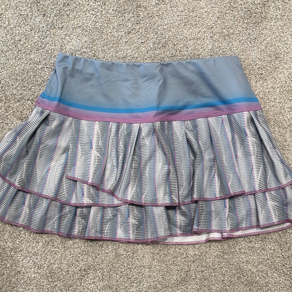 Lucky in Love Gray and Purple A-Line Skirt Size Small